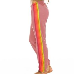 Aviator Nation Pink XS Sweatpants with neon Stripes
